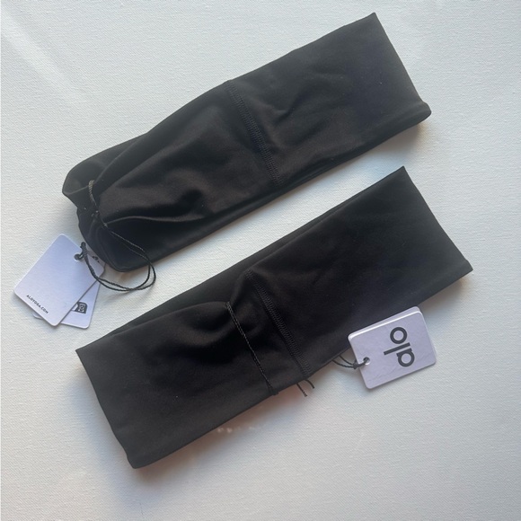 NWT 2 x Alo Performance Wide Stretchy Fabric Headbands in Black - Picture 2 of 6